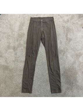 Divided by H&M taupe brown faux suede high rise leggings pants zip front Sz 8